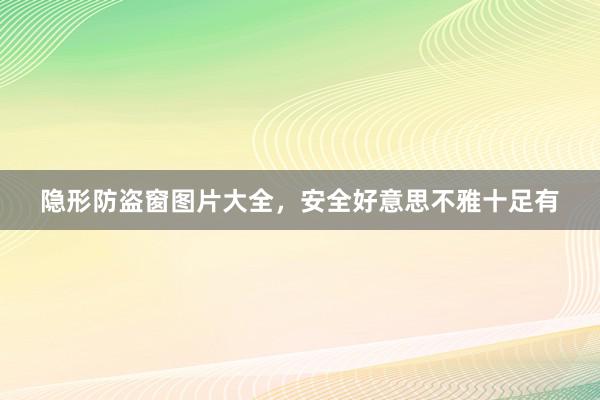 隐形防盗窗图片大全，安全好意思不雅十足有