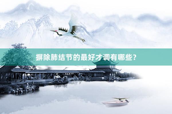 摒除肺结节的最好才调有哪些？