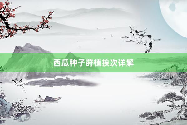 西瓜种子莳植挨次详解
